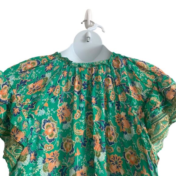Rose + Olive Women's Blouse Plus 3X Floral Boho Tunic Short Sleeve 100% Rayon - Picture 9 of 9